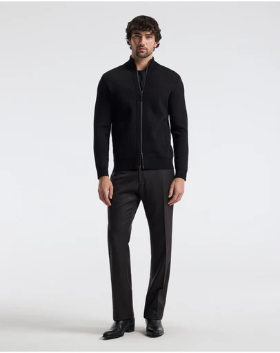 Calibre - Geometric Jacquard Cardigan Chocolate