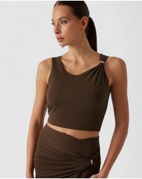 GUESS - Aimee Short Sleeve Jewel Draped Top