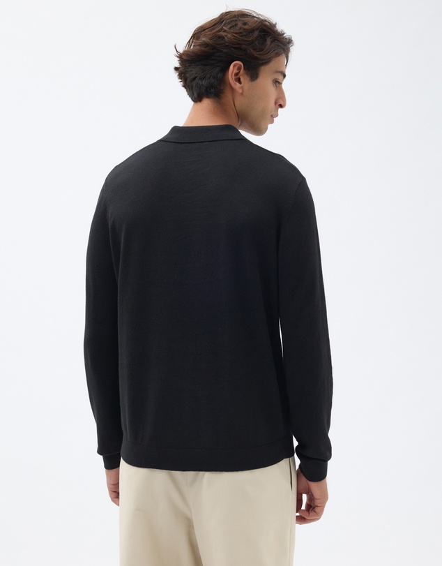 AERE - Linen Blend Knit Polo Long Sleeved