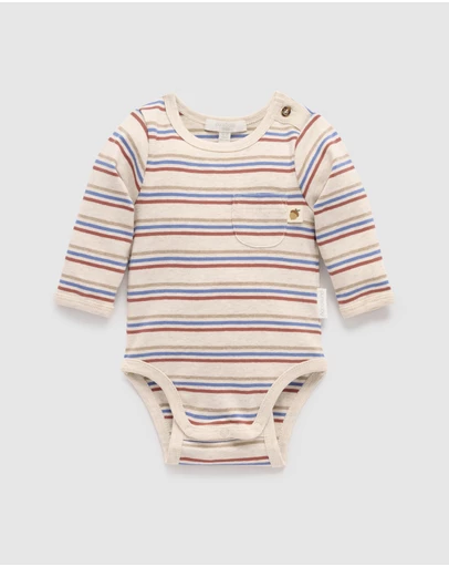 Purebaby - Striped Bodysuit -Kids-Babies