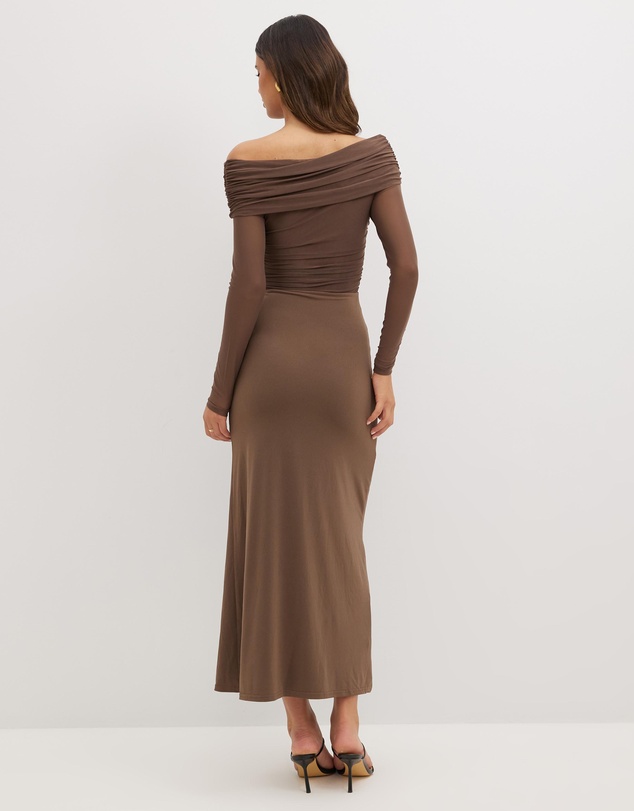 Dazie - Romantic Holiday Jersey Maxi Dress