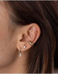 Wanderlust + Co - Baguette Gold Baby Huggie Earrings