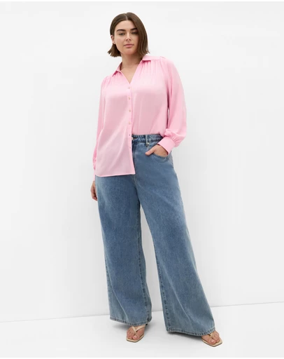 City Chic - Plus size Hadlee Long Sleeve Shirt - dusty pink