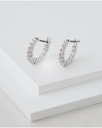 Swarovski - Matrix Vittore hoop earrings, Round cut, White, Rhodium plated