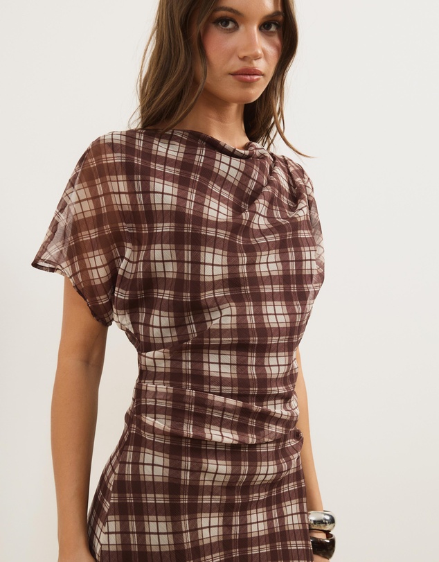 Atmos&Here - Kim Asymmetric Short Sleeve Midi Dress