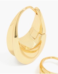 Lovisa - Waterproof Gold Plated Stainless Steel Oval Concave Hoop Earrings