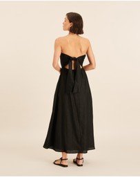 AERE - Florence Linen Strapless Maxi Dress