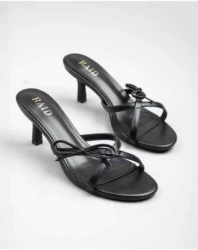 RAID - Ginni heeled mules with bow in Black