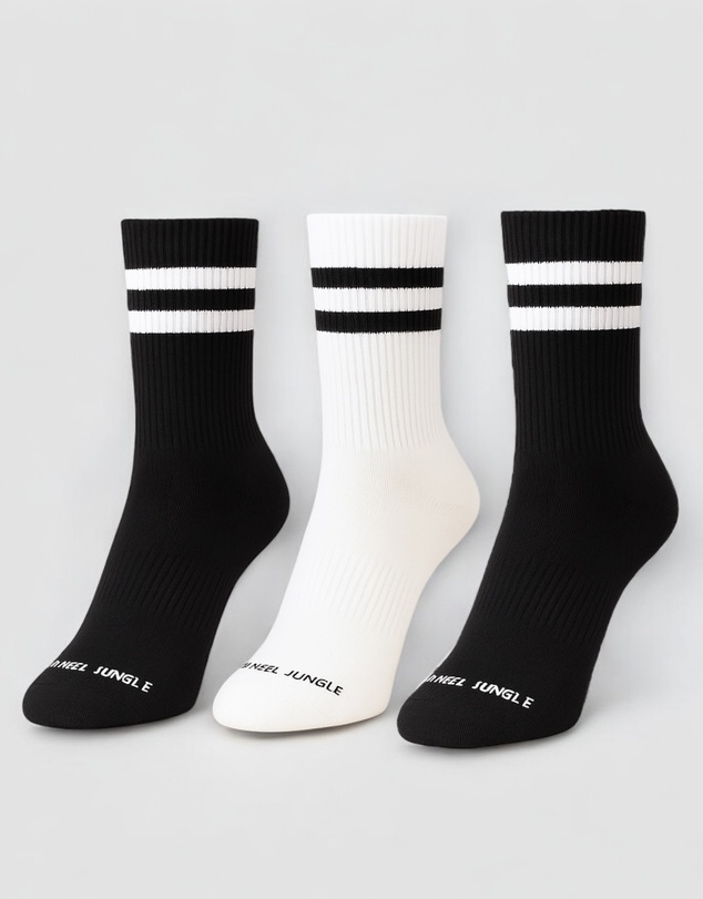 High Heel Jungle - Varsity Pilates/Yoga Grip Socks - 3 Pack