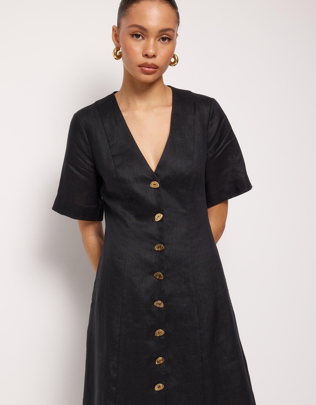 AERE - Rani Linen Midi Dress