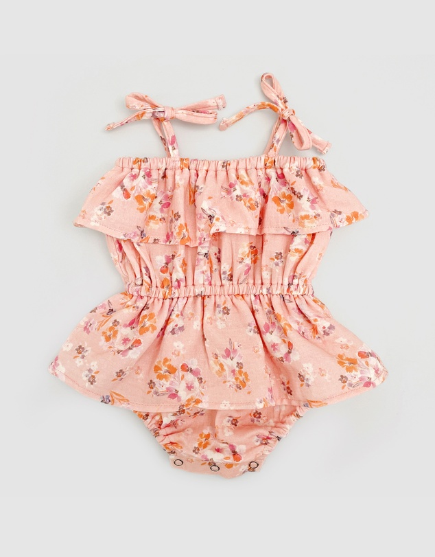 WITH LOVE FOR KIDS - Cotton Muslin Ruffle Playsuit - Babies