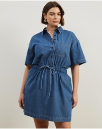 Atmos&Here Curvy - Tina Drawstring Denim Mini Dress