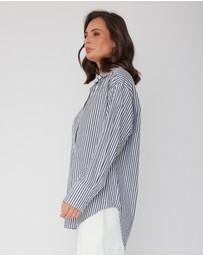 ALEXANDRA - Austin Shirt Navy Stripe