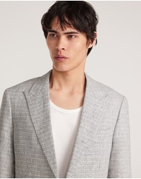 Calibre - Thatch Check Linen Blazer White