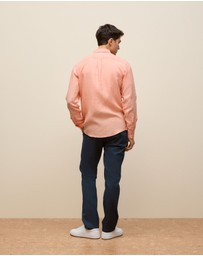 Trenery - Regular Fit Linen End On End Shirt in Shell Pink