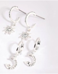 Lovisa - Silver Celestial Huggie Earring Pack
