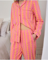 Chelsea Peers - Organic Cotton Wiggle Stripe Long Pyjama Set