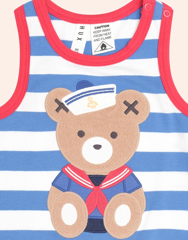 Huxbaby - Stripe Sitting Hux Sleeveless Romper - Babies