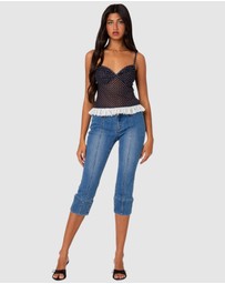 EDIKTED - Polka Dot Cupped Mesh Top
