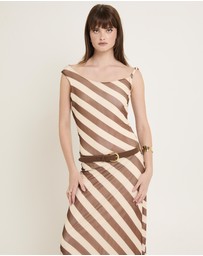 Alice In The Eve - Mesh Stripe Maxi Dress