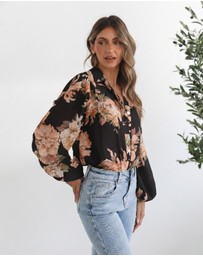 Esther & Co - Veiga Blouse - Black Floral