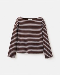 M.N.G - Striped Boat Neck Sweatshirt