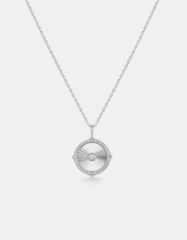 Ania Haie - Ania Haie Silver Diamond-Cut Sunny Disc Necklace