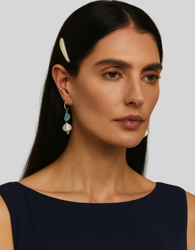 KAJA Clothing - Fashionable and high-end natural stone blue crystal shell earrings-Aclicy Earrings