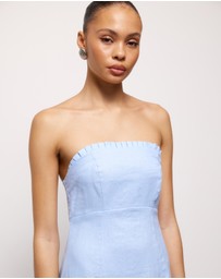 AERE - Cova Pleat Trim Linen Midi Dress