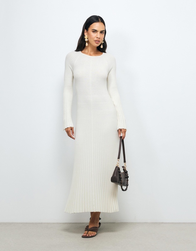 Revibe - Repaired AERE Indi Accordian Pleated Organic Knit Dress - AU 10