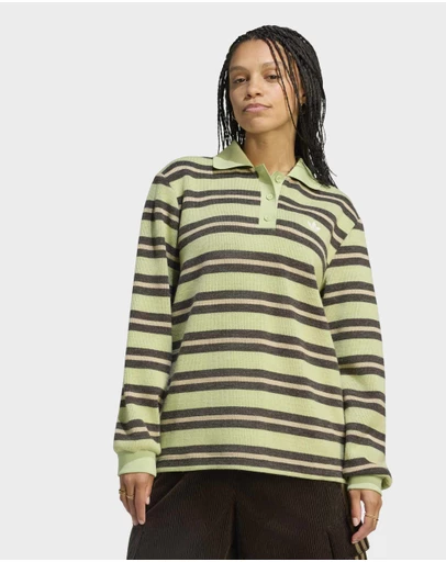 adidas Originals - STRIPE KNITTED POLO TOP Womens