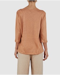 Amelius - Bronte Linen Three Quarter Jersey Top