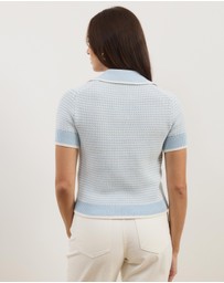 Atmos&Here - Nova Short Sleeve Stripe Knit Top