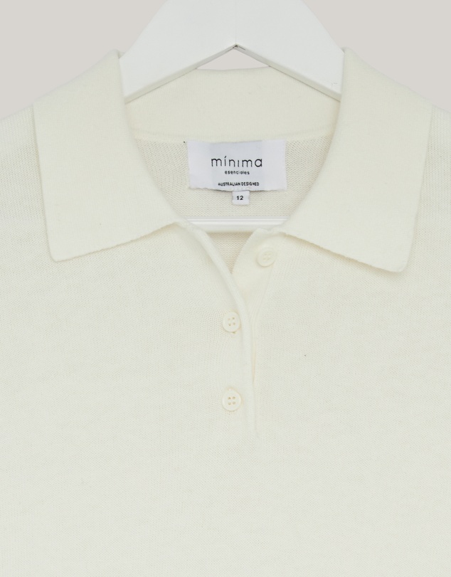 Revibe - Repaired Minima Esenciales Arlen Silk Blend Polo Knit Top - AU 12