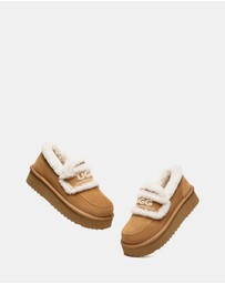 EVERAU - Australian Shepherd Ugg Rilee Platform Loafer Cow Suede Upper House Shoes