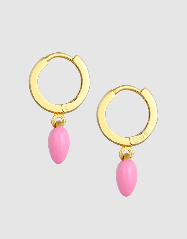 Elli Jewelry - Heart Pink Kids Stud Earrings in Gold-Plated 925 Silver