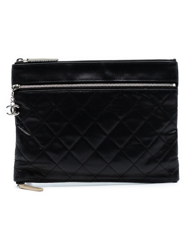 Pre-Loved by Azura Reborn - Pre-Loved Small CC Quilted Lambskin Multi Zip Clutch