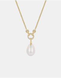 Ania Haie - Gold Linked Shell Pearl Drop Pendant Necklace