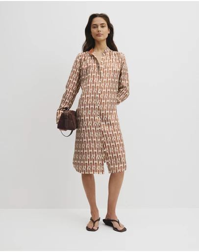 Country Road - Printed Silk Midi Shirt Dress