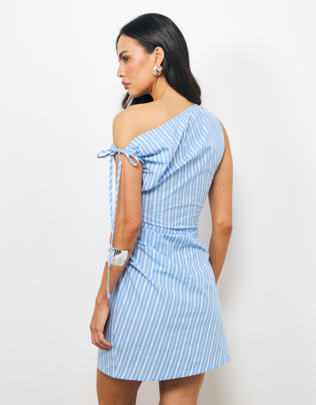 AERE - Lottie Off Shoulder Cotton Stripe Dress