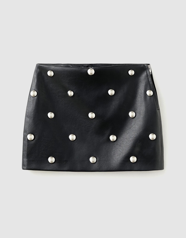 M.N.G - Studded Faux-Leather Skirt