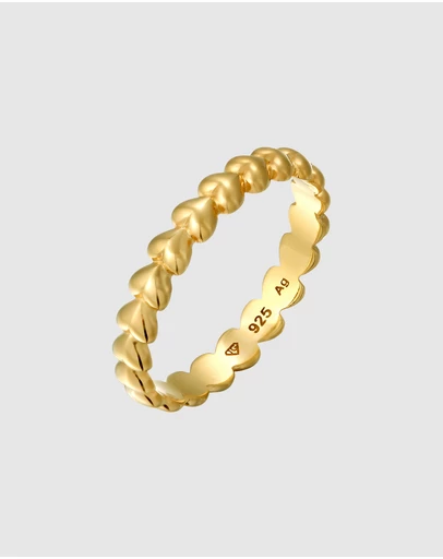 Elli Jewelry - Heart Eternity Band Ring in Gold-Plated 925 Silver