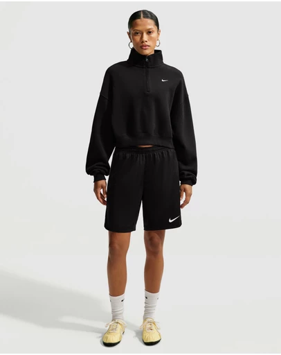 Nike - Studio Fleece Medium Weight Oversized 1/4-Zip Cropped Top