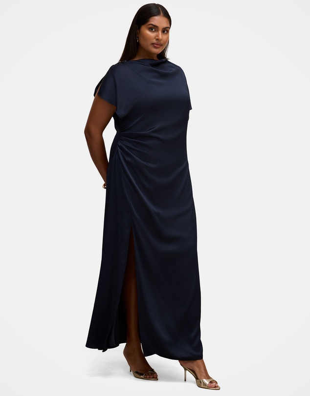 Forever New Curve - Genevieve Curve Satin Drape Maxi Dress