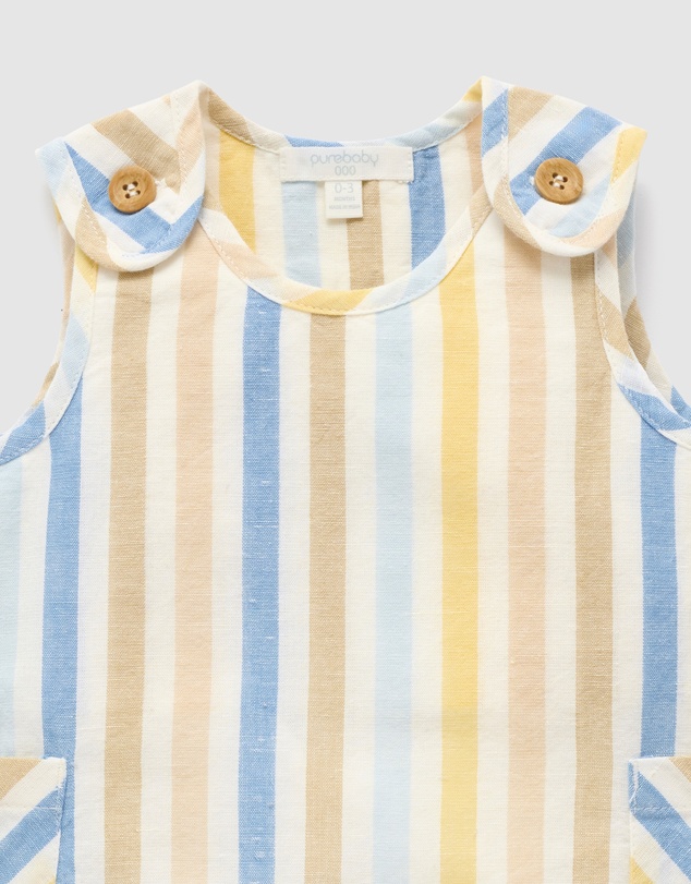 Purebaby - Linen Blend Romper- Kids-Babies