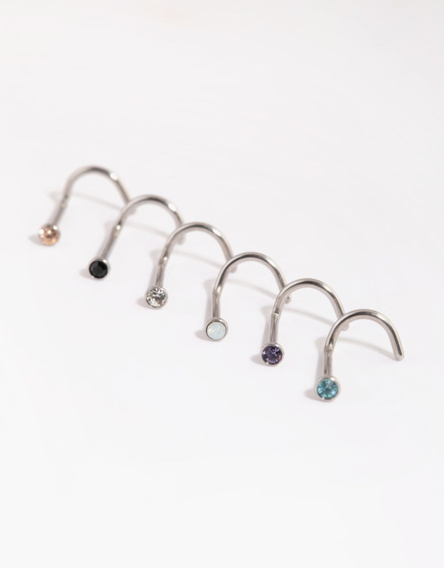 Lovisa - Surgical Steel Frosty Nose Stud 6-Pack