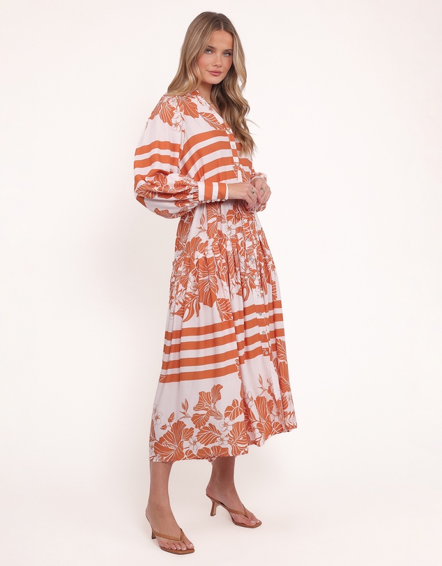Petal & Pup - Jules Long Sleeve Dress - White/Orange