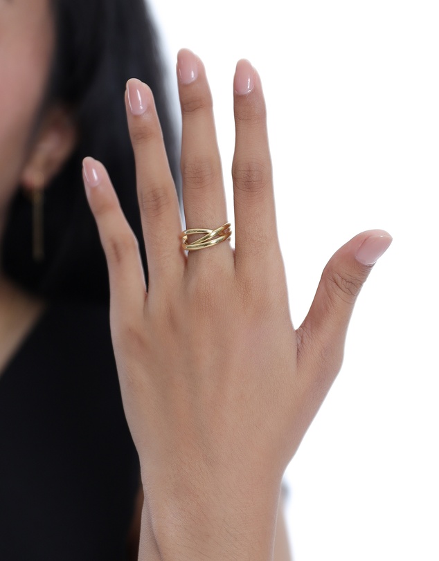 Elli Jewelry - Interwined Band Ring in Gold-Plated 925 Silver