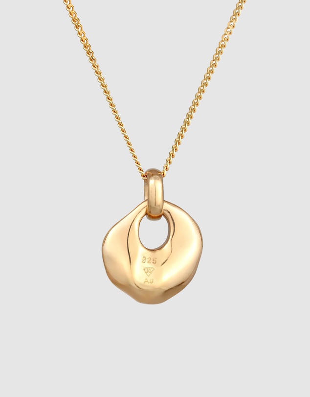 Elli Jewelry - Organic Disc Pendant Necklace in Gold-Plated 925 Silver