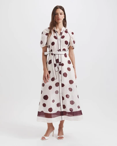 SABA - Dolcetto Silk Linen Midi Dress